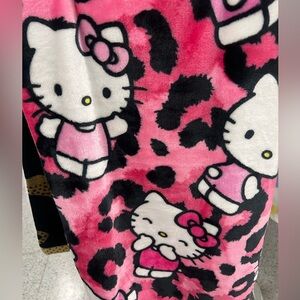 Hello Kitty Pink Leopard Plush Throw Blanket
